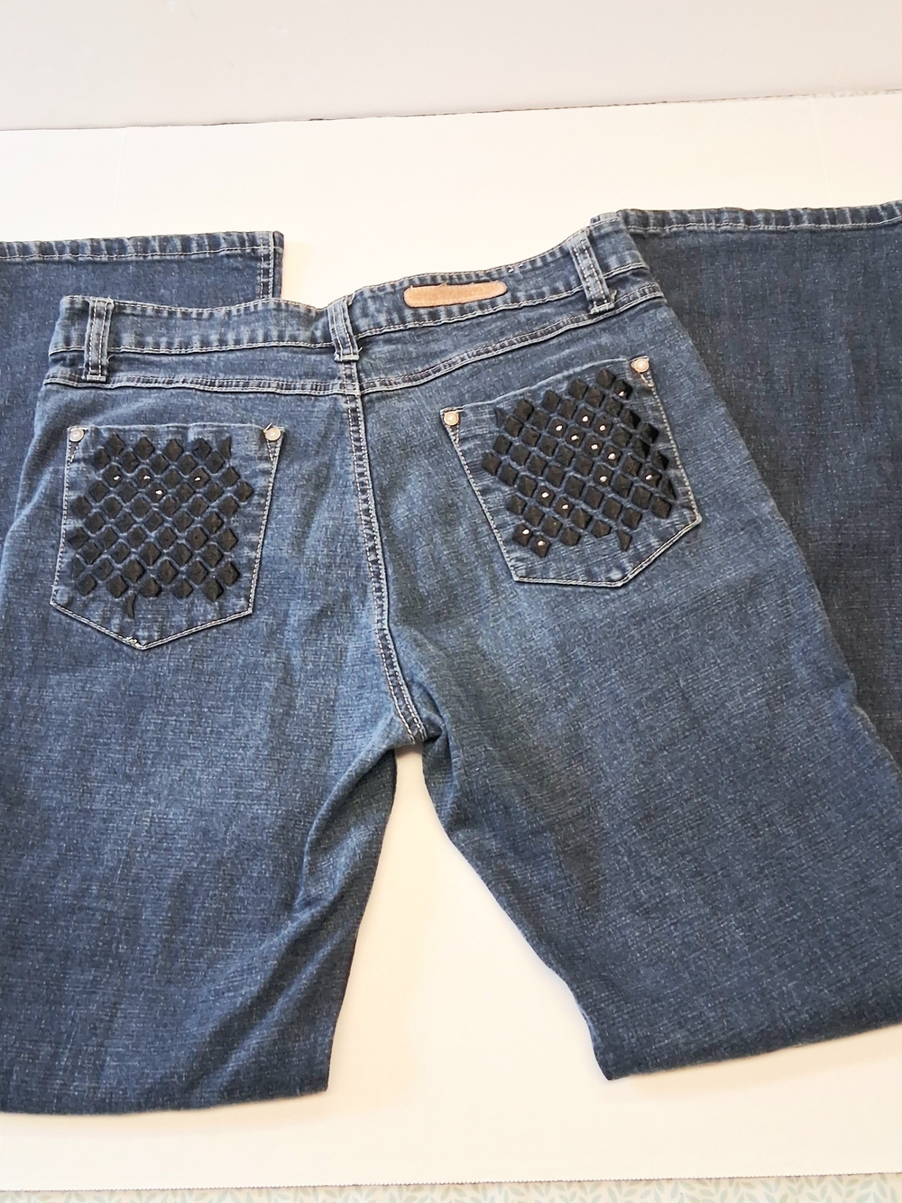 COS Jeans Women's Size 12 Dark Blue Wash Flare Embriodered Pockets Y2K/2000's